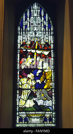 die Berufung des Petrus und Andreas von Jesus dargestellt in Glasmalerei in der St.Magnus Kirche Lerwick Shetland Stockfoto