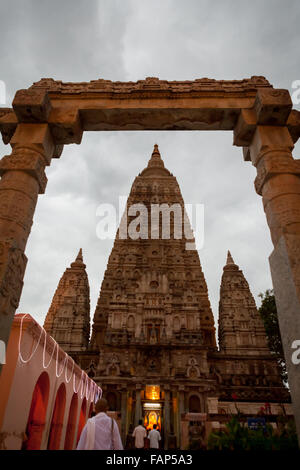 Das Tor des Mahabodhi-Tempel in Bodh Gaya, Indien. Stockfoto