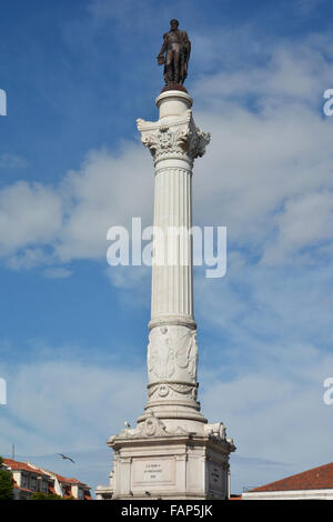 Spalte von König Pedro IV in Rossio Platz, Lissabon Stockfoto