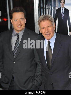 LOS ANGELES, CA - 19. Januar 2010: Brendan Fraser (links) & Harrison Ford bei der Premiere ihres neuen Films "Außerordentliche Maßnahmen" in Grauman Chinese Theatre in Hollywood. Stockfoto