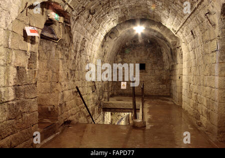 Treppe und Flur innen Fort de Douaumont, Verdun, Lothringen, Frankreich. Stockfoto