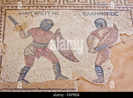 Fragment der alten Mosaik in Kourion, Zypern Stockfoto