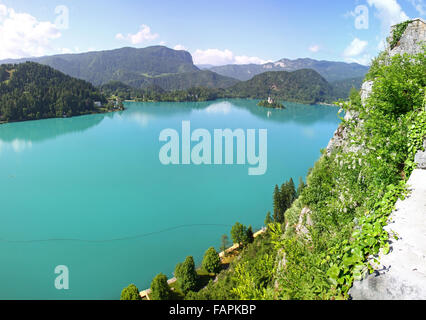 Malerischen Panoramablick auf See Bled, Slowenien Stockfoto