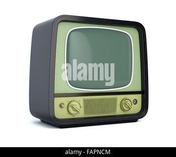 3D Render des klassischen Retro-TV isoliert auf weißem Hintergrund Stockfoto