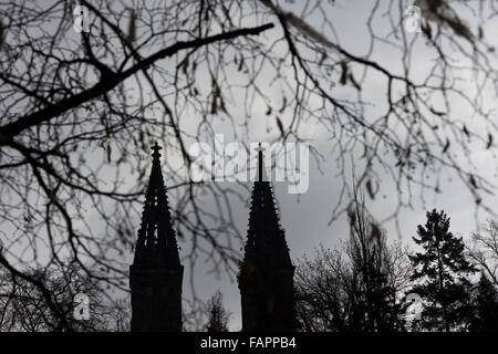 Kuppeln von St. Vitus Cathedral Blick vom Petrin. Die Kuppel von der Turm von St. Vitus Cathedral befindet sich in Prag Schloss Stockfoto