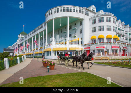 Historic Grand Hotel auf Resort Insel von Mackinac Island Michigan erbaut 1886 / 87 Stockfoto