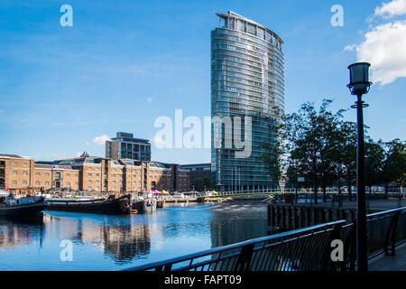 Ein West India Quay, Canary Wharf, London, England, Großbritannien Stockfoto