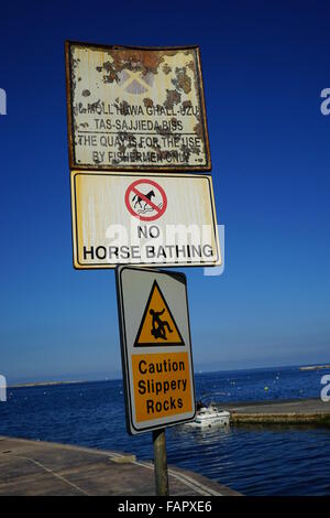 Kein Pferd Baden Schild Schilder in Malta Stockfoto