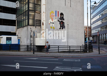 Star Wars gefliest Straßenkunst auf Parkplatz in Shoreditch, London. Stockfoto