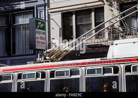 Null Emissionen-Straßenbahn in San Francisco, Kalifornien Stockfoto