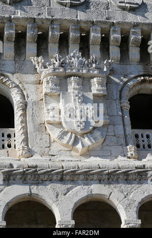 Details zu den befestigten Turm von Belem in Lissabon, Portugal Stockfoto
