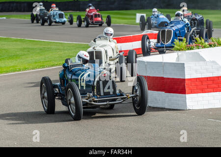 1934 Bugatti Typ 59 im Besitz von Charles McCabe und war lief von Charles Knill-Jones am Goodwood Revival 2015 Stockfoto