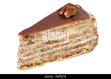 Nuss-Kuchen-Tarte mit Nüssen Dessert süßes Gebäck isoliert auf weißem Hintergrund Stockfoto