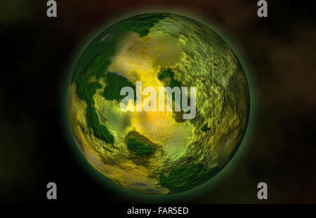 Grüne Erde mit Sternenhimmel-Umgebung Stockfoto