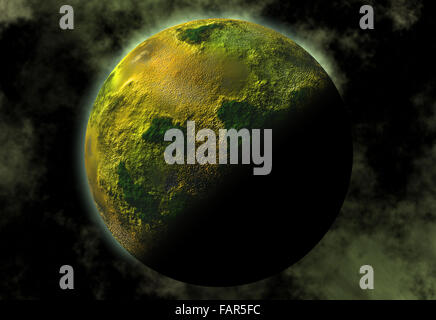 Grüne Erde mit Sternenhimmel-Umgebung Stockfoto