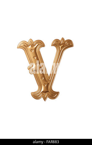 Clipping-Pfad des goldenen Alphabet v Stockfoto