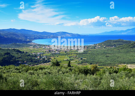 ein Blick vom Anemodouri Hill und Agios Nikolaos-Kirche in Ano Gerakari, Zakynthos, Griechenland Stockfoto