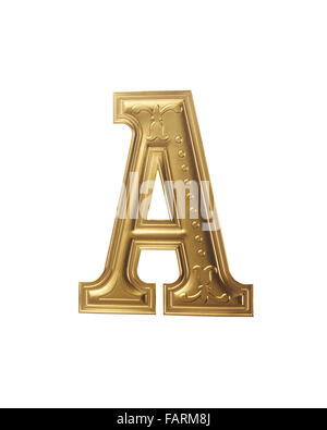 Abbildung des Goldfarbe Alphabet mit Beschneidungspfad Stockfoto