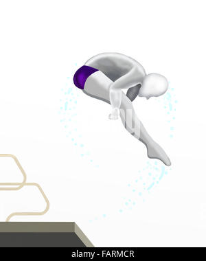 Tauchen: Hohe Berufstaucher ins Wasser springen Stockfoto