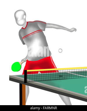 Tischtennis: Schriftart Blick auf professionelle Spieler schlagen A Tischtennisball bei reihum fahren Stockfoto