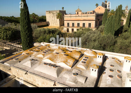 Historischen Palastgebäude, Palacio de Villavicencio und Gärten im Alcazar, Jerez De La Frontera, Spanien Stockfoto