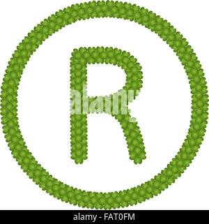 Ökologie-Konzept, frisch grün Four Leaf Clover bilden registrierte Marke-Symbol, Isolated on White Background Stockfoto