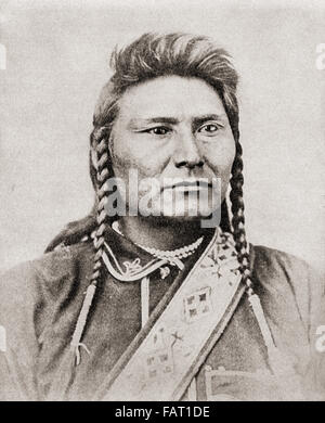 Hin-mAh-too-yah-lat-kekt oder Hinmatóowyalahtq̓it, auch bekannt als Chief Joseph oder Young Joseph, 1840 – 1904.  Leiter der Wal-Lam-Wat-Kain (Wallowa) Band der Nez Perce, ein Indianerstamm. Stockfoto