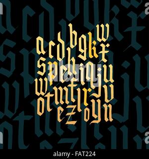 Zusammensetzung der Kleinbuchstaben gebrochenen gotischen Schrift. Stock Vektor