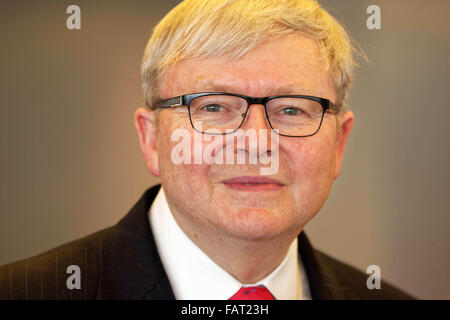 Der ehemalige australische Premierminister Kevin Rudd liefert die Keynote-Speech für den jährlichen Frühjahrs-Vortrag zu Stockfoto