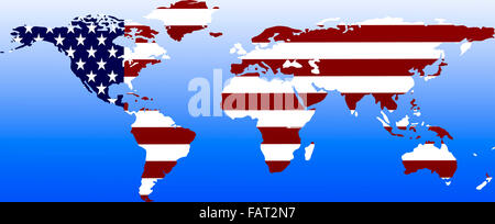 Symbolbild: Supermacht USA: Laenderumriss Mit Flagge / symbolischen Bild: Supermacht USA: Gliederung und Flagge. Stockfoto