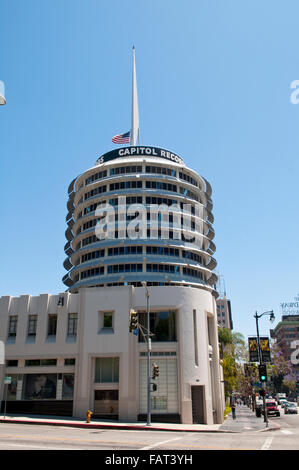 Das Capitol Records Building, auch bekannt als Capitol Records Tower in Hollywood, Los Angeles, Kalifornien Stockfoto