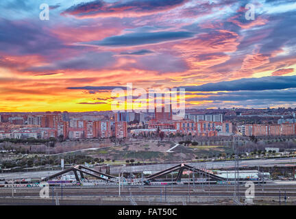 Villaverde Nachbarschaft Panoramablick. Madrid, Spanien Stockfoto