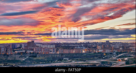 Villaverde Nachbarschaft Panoramablick. Madrid, Spanien Stockfoto