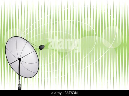 Illustration der Satellitenschüssel auf innovativsten grünen Hintergrund für Kommunikations- und Medienbranche, als Symbol für globale Kommunikation Stock Vektor