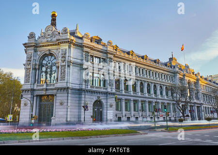 Fassade der Banco de España am Cibeles-Platz. Madrid. Spanien Stockfoto