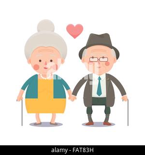 Vektor-Illustration von Elder paar, Mann und Frau an Hand mit Liebe Stock Vektor