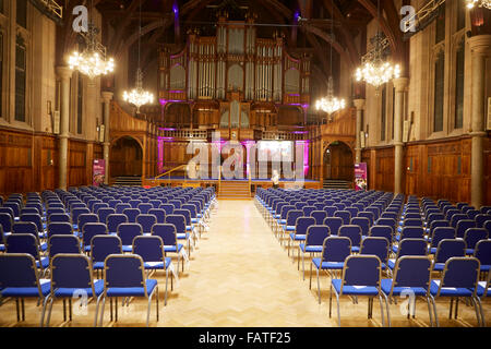 Universität Manchester Innenraum Whitworth-Halle mit ihrer großen Orgel The Whitworth Hall in Oxford Road und Burlin Stockfoto