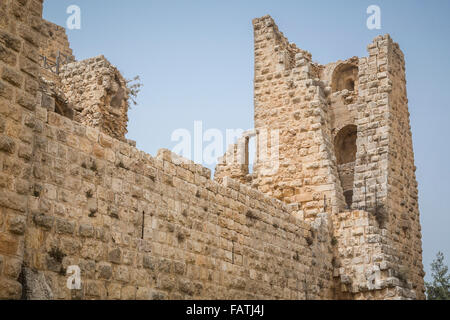 Das äußere des Schlosses historischen Ajlun im Haschemitischen Königreich Jordanien Nahost. Stockfoto