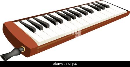 Musikinstrument, eine Illustration, die brauner Farbe Vintage Melodica auf weißem Hintergrund isoliert Stock Vektor