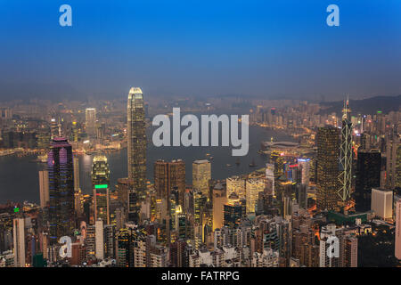 Hong Kong City Skyline-Blick von der Victoria Peak Stockfoto