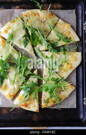 Fladenbrot mit Käse, Pizza top Stockfoto