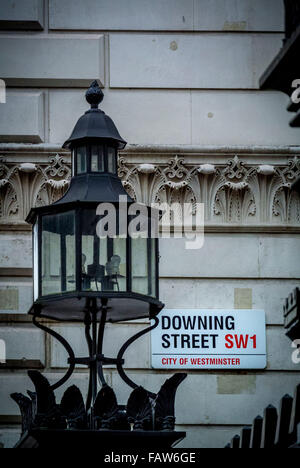Downing Street SW1, Stadt von Westminster, unterzeichnen in London, Vereinigtes Königreich. Stockfoto