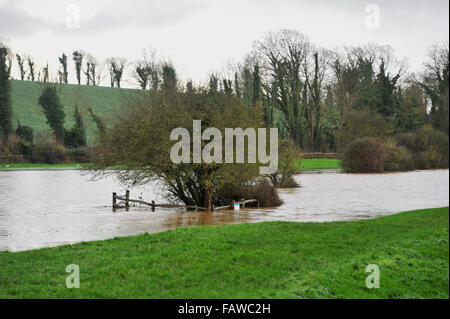 Touristenort, Sussex, UK. 5. Januar 2016. Überschwemmungen im Touristenort in East Sussex, wo der Fluß Cuckmere seinen Ufern geplatzt ist. Die Wettervorhersage ist bei starkem Regen fallen in den nächsten 12 Stunden im Bereich verursacht mehr Probleme Kredit weiter: Simon Dack/Alamy Live News Stockfoto