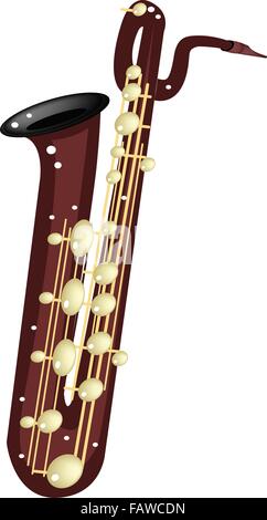 Musikinstrument, eine Illustration, die braune Farbe des goldenen Vintage Alt-Saxophon auf weißem Hintergrund isoliert Stock Vektor