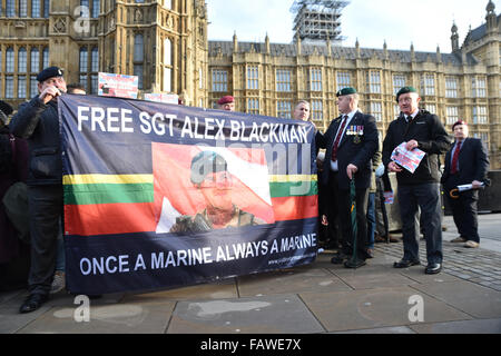 Westminster, London, UK. 5. Januar 2016. Veteranen protestieren "Stop Verfolgung Soldaten" für potentielle Kriegsverbrechen Parlament Stockfoto