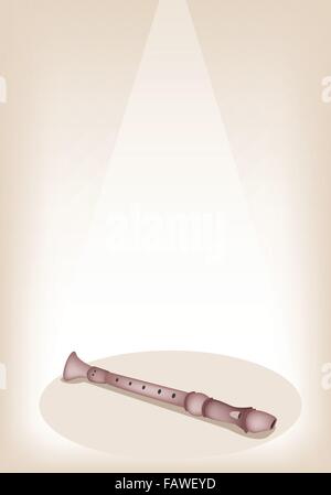 Musikinstrument, eine Illustration braun Farbe der hölzernen Recorder auf braune Bühne Hintergrund mit textfreiraum für Text dekoriert Stock Vektor