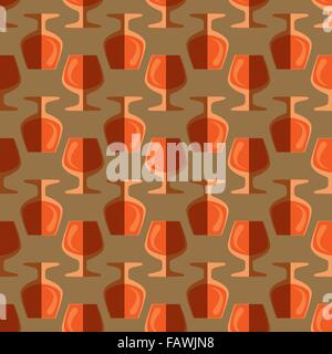 Vektor-farbigen Pop-Art Stil orange Cognac Glas Musterdesign auf braunem Hintergrund Stock Vektor