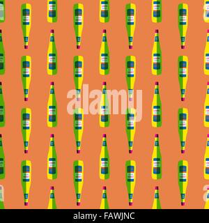 Vektor-farbigen Pop-Art Stil Zitronengelb Schnaps Flasche Musterdesign auf orangem Hintergrund Stock Vektor