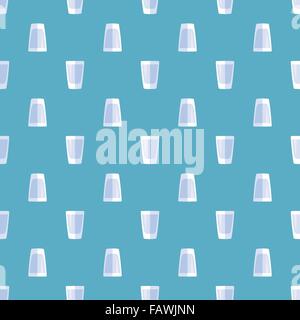 Vektor blaue farbige flache Wodka Schnapsglas nahtlose Stilmuster auf Cyan Hintergrund Stock Vektor