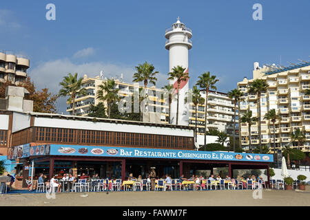 Chiringuito El Faro Marbella Beach Bar Cafe Restaurant Costa Del Sol Spanien Spanien Andalusien Stockfoto